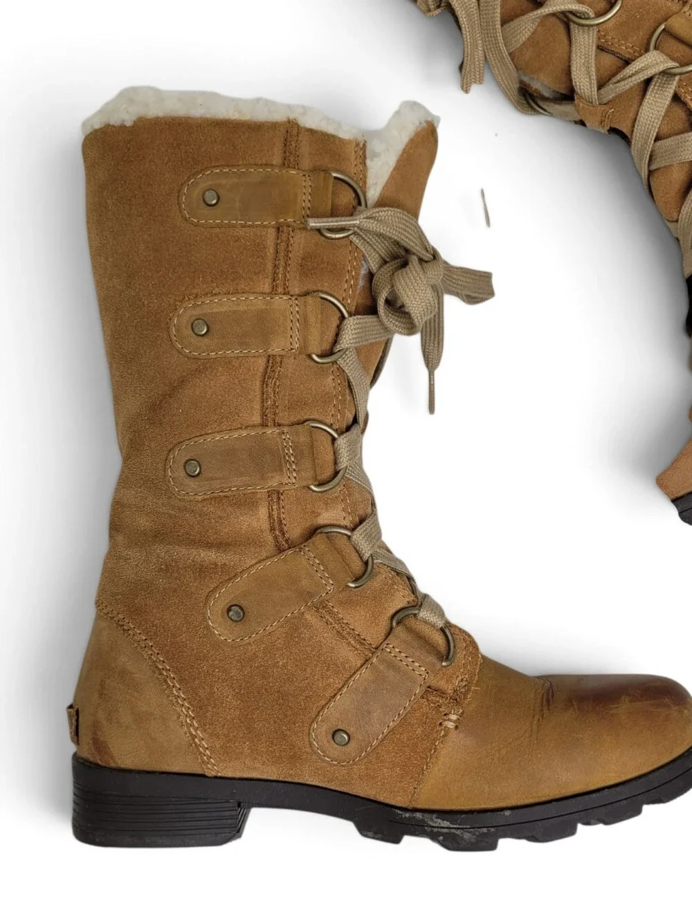 Sorel Emelie Lace Up Boots 7 Chestnut Brown